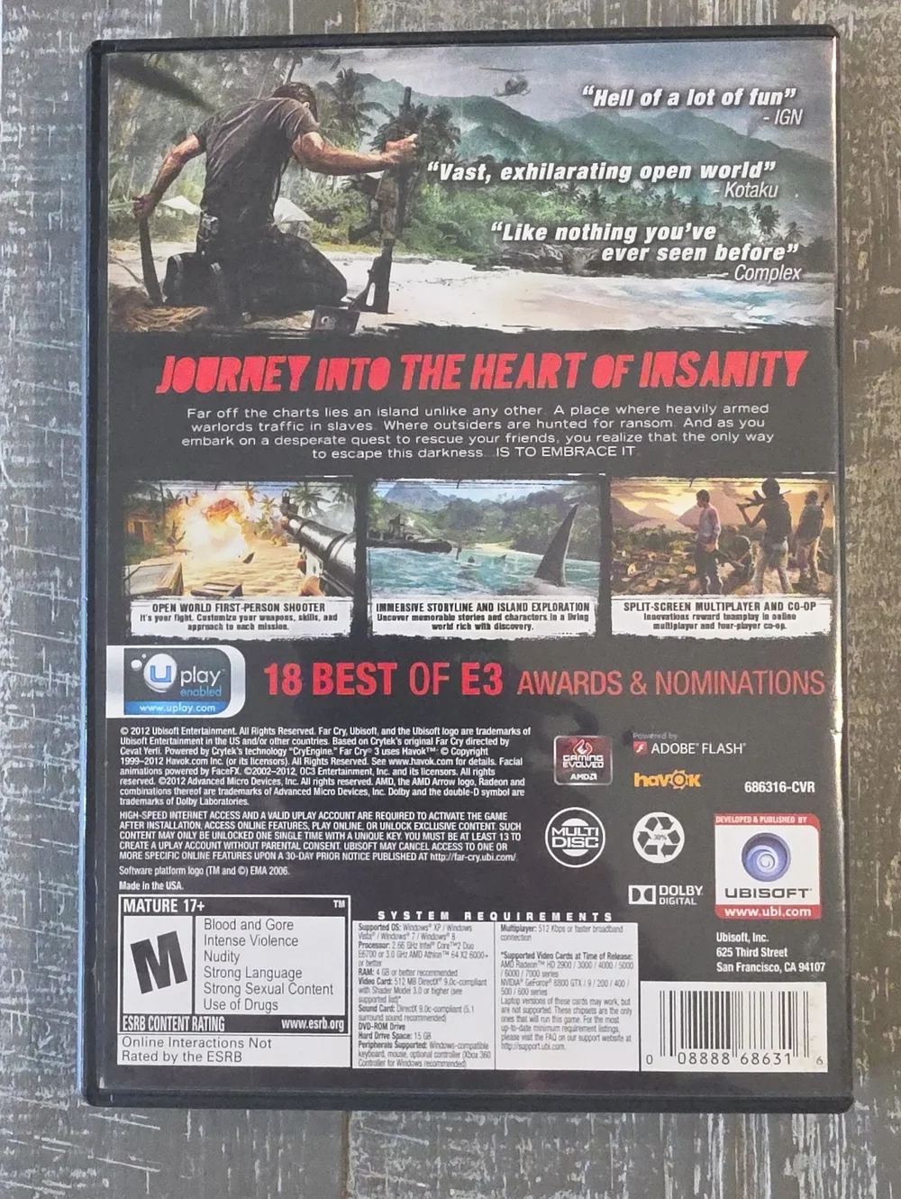 Far Cry 3 (2012) Windows PC DVD-ROM, Ubisoft Open World First Person Shooter FPS